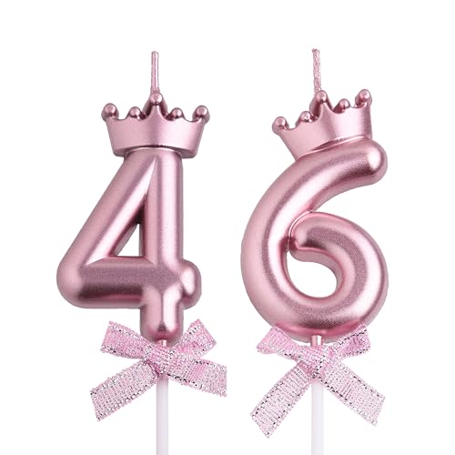 Velas de cumpleaños número 46 y 64, velas de cumpleaños de 64 y 46 años, decoración de pastel...