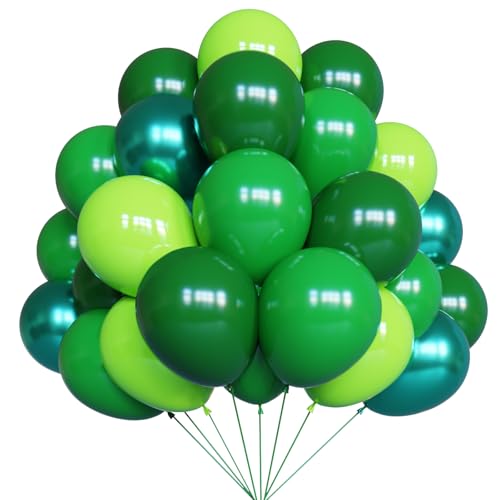 YMSZ Globos verdes, 67 unidades, 30,5 cm, metálicos, verde, verde oscuro, verde lima, globos de...