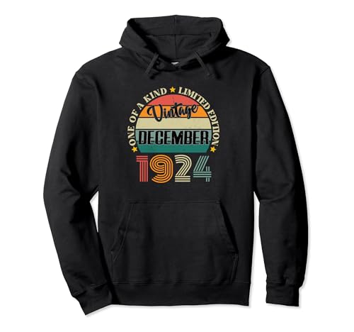100 Años Vintage Diciembre 1924 Cumpleaños 100 Retro Sudadera con Capucha