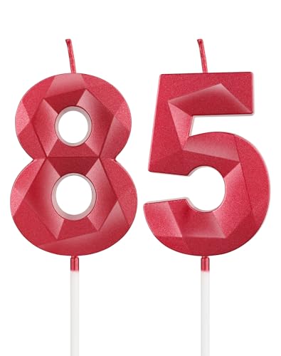 mciskin Velas rojas de 85 cumpleaños, decoraciones de 85 cumpleaños para mujeres y hombres, vela...