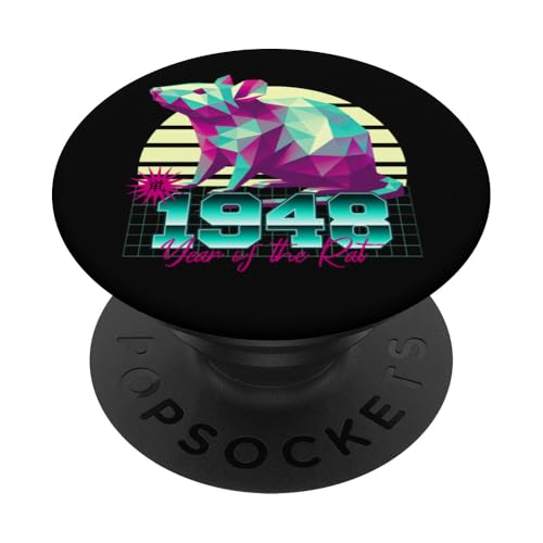 1948 Año de la Rata Cumpleaños 80 Retro Signo del Zodiaco Chino PopSockets PopGrip Adhesivo