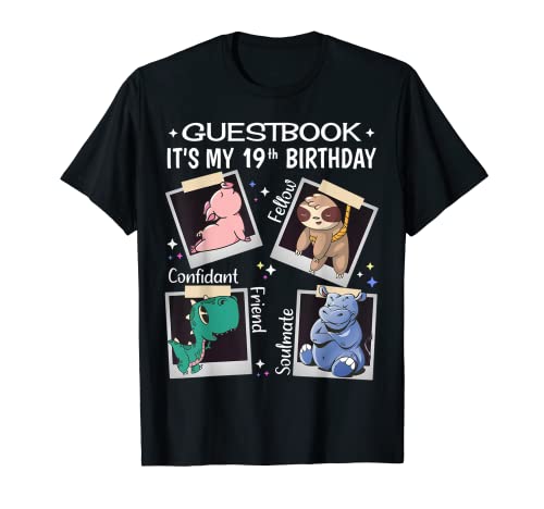 19 años de edad, fiesta de cumpleaños 19 – divertido dinosaurio libro de visitas Camiseta