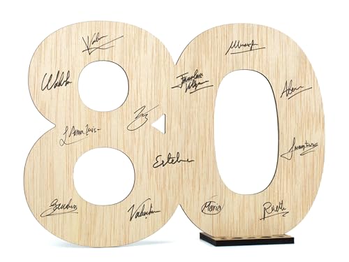 CONTRAXT Tarjeta felicitacion 80 cumpleaños. Regalo detalles libro de firmas alternaivo decoracion...