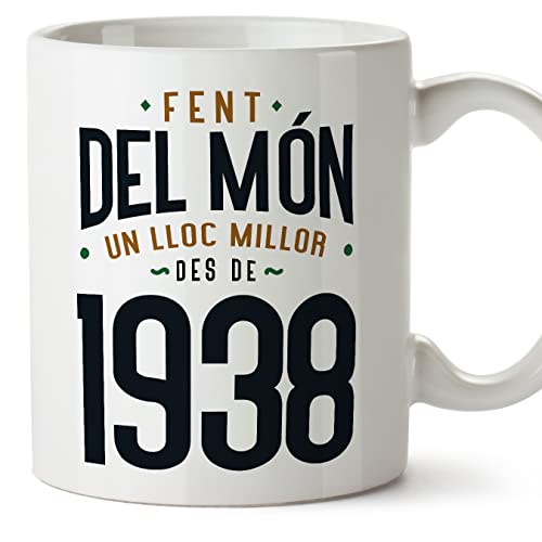 MUGFFINS Tazas 1938 Cumpleaños - En Catalán - Fent del Món un Lloc Millor - 11 oz / 330 ml -...