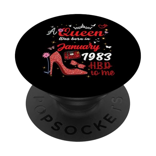 Enero 1983 Cumpleaños Esta Reina Nació En Enero 1983 PopSockets PopGrip Adhesivo
