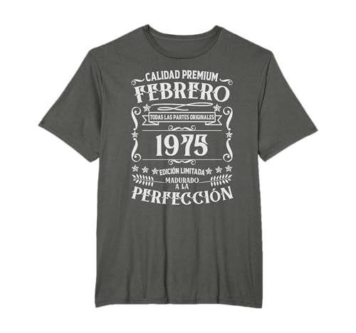 50 cumpleaños Nacido en Febrero de 1975 Vintage 50 años Camiseta