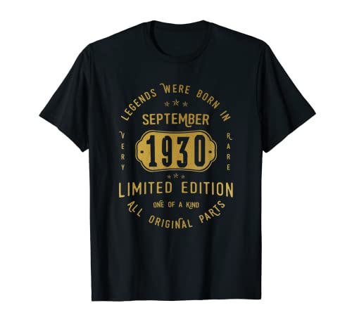 Legends Were Born In September 1930 Cumpleaños Camiseta