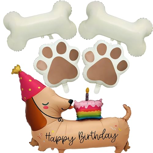 5 Piezas XXL Globos Perro, Globos de Helio para Perros, Globo con Forma de Huella de Perros Huesos,...