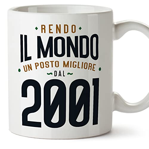 MUGFFINS Tazas 2001 Cumpleaños - En Italiano - Rendo il Mondo un Posto Migliore - 11 oz / 330 ml -...
