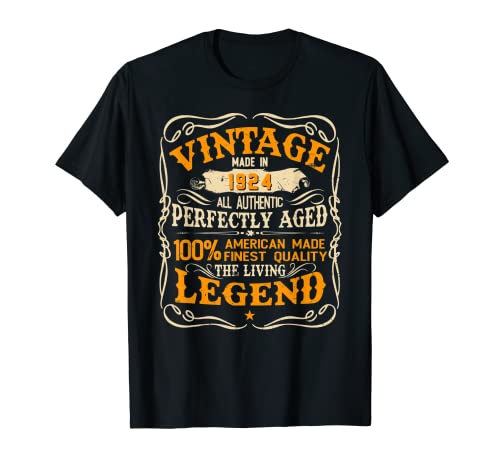 Camiseta de 99 cumpleaños vintage hecha en 1924 99 años Camiseta