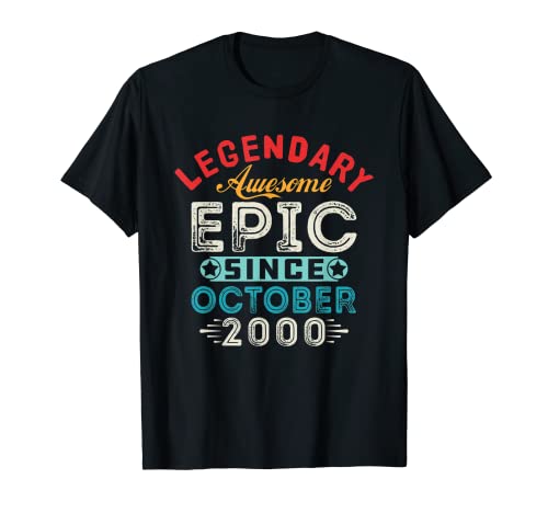 Fiesta de cumpleaños de octubre de 2000 Regalos vintage para 19 años Camiseta