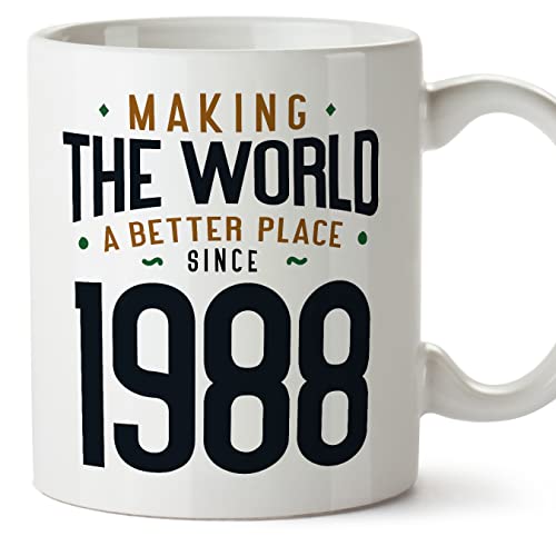 MUGFFINS Tazas 1988 Cumpleaños - En Inglés - Making the World a Better Place - 11 oz / 330 ml -...