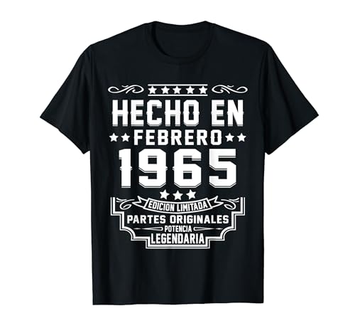 Hecho En Febrero 1965 Partes Originales Cumpleaños 59 Años Camiseta