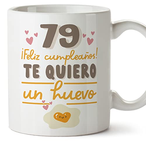 MUGFFINS Tazas 79 Cumpleaños - En Español - Te quiero un Huevo Regalo Amigos Novios Familiares -...