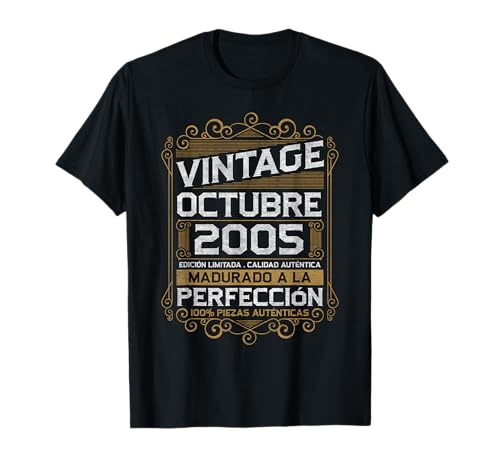 Octubre 2005 Vintage Regalo 21 Años Cumpleaños Hombre Camiseta