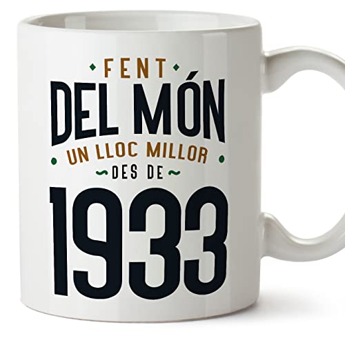 MUGFFINS Tazas 1933 Cumpleaños - En Catalán - Fent del Món un Lloc Millor - 11 oz / 330 ml -...