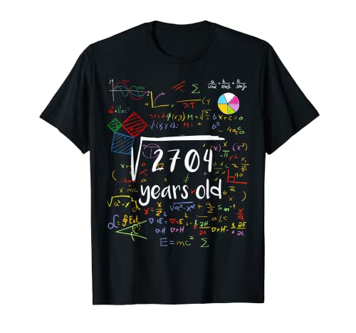 Raíz cuadrada de 2704 52 cumpleaños 52 años Matemáticas B-day Camiseta