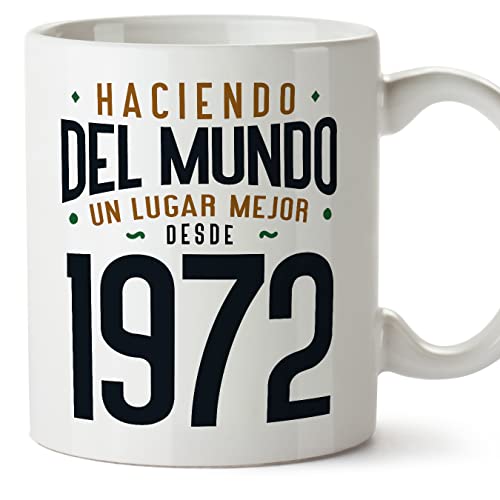 MUGFFINS Tazas 1972 Cumpleaños - En Español - Haciendo del Mundo un Lugar Mejor - 11 oz / 330 ml - Regalo original y divertido