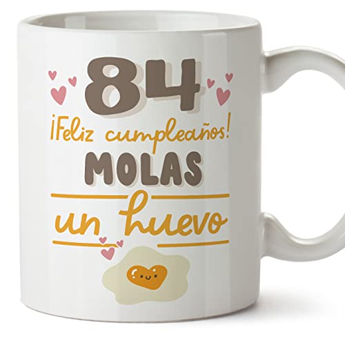 MUGFFINS Tazas 84 Cumpleaños - En Español - Feliz Cumpleaños Molas un Huevo - 11 oz / 330 ml -...