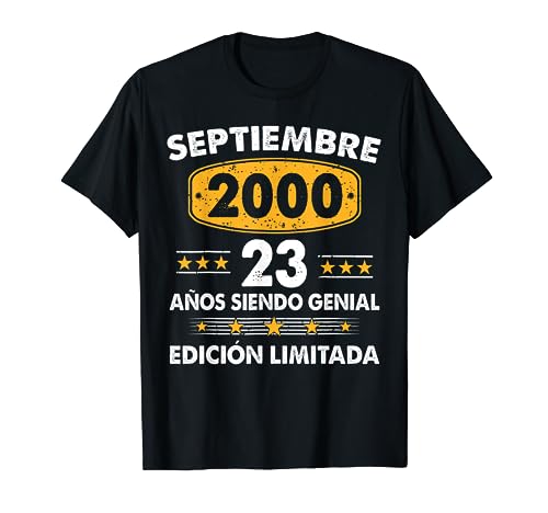 23 Años Cumpleaños Regalo Septiembre 2000 Septiembre 23 Años Camiseta