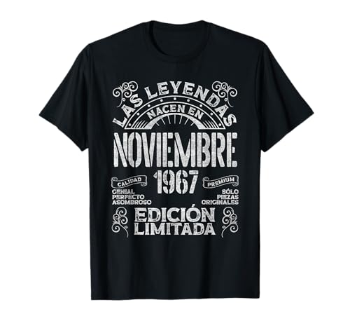 Las Leyendas Nacen En Noviembre 1967 59 Años Cumpleaños Camiseta