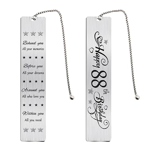 Jzxwan Regalos de cumpleaños 88 para mujeres y hombres, marcapáginas de cumpleaños de 88 años,...
