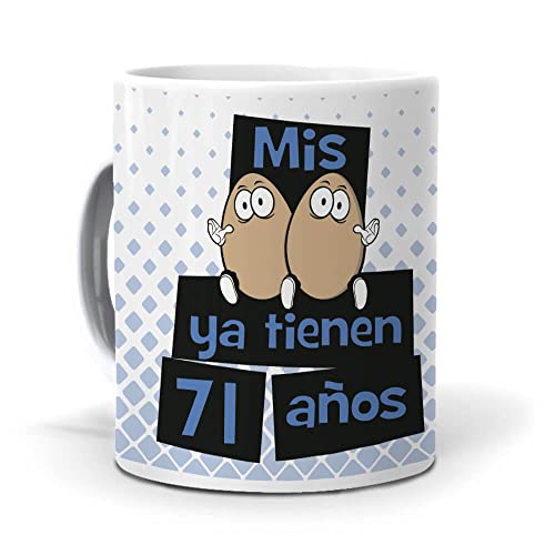 mundohuevo Taza Mis Huevos ya Tienen 71 años. Cerámica AAA - 350 ml.