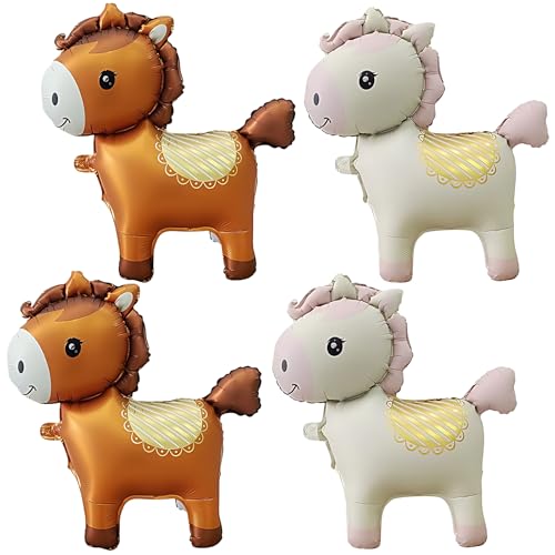 4 Piezas Caballo Globo Caballo De Globo De Aluminio 63x59cm Para Niñas Y Niños Adecuado Para...