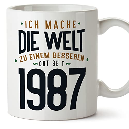 MUGFFINS Tazas 1987 Cumpleaños - En Alemán - Ich Mache Die Welt zu Einem Besseren - 11 oz / 330 ml...