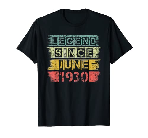 Vintage Retro Legend desde junio de 1930 90 regalo de cumpleaños Camiseta