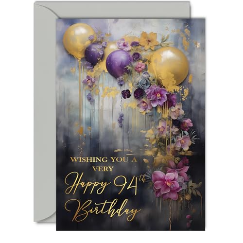 Hermosas tarjetas doradas de 94 cumpleaños para mujeres y hombres, globos de fiesta dorados,...