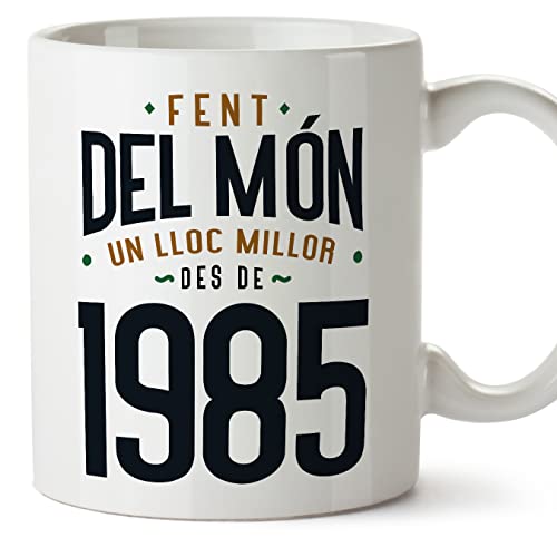 MUGFFINS Tazas 1985 Cumpleaños - En Catalán - Fent del Món un Lloc Millor - 11 oz / 330 ml -...