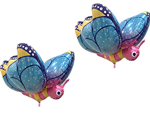 2 globos de mariposa azul 4D, globos de mariposa, 60 x 78 cm, para baby shower, cumpleaños infantiles y accesorios de fiesta con diseño de insectos