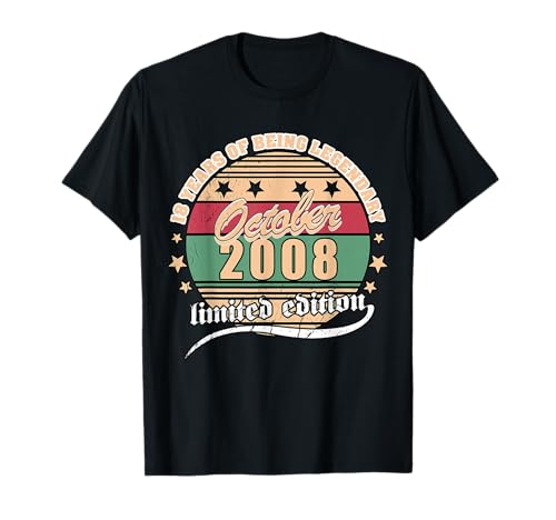 18 cumpleaños Octubre 2008 Vendimia 18 años Legendary Camiseta