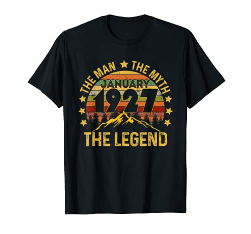 94 años de edad regalos de cumpleaños The Man Myth Legend Enero 1927 Camiseta