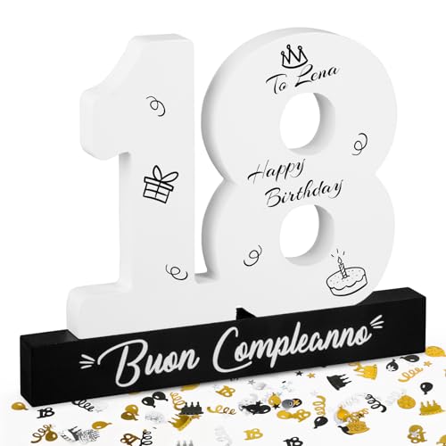 BOFUNX Libro de Visitas para Cumpleaños 18 Años Tarjeta Felicitación de Madera Decoración...