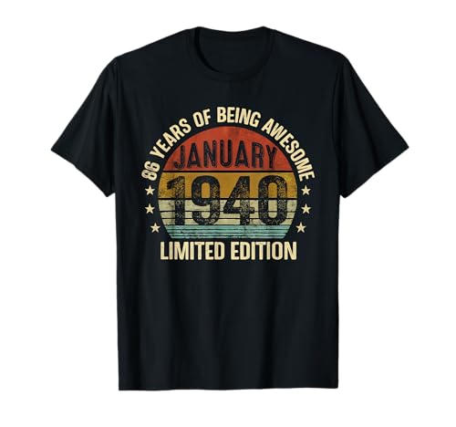 Cumpleaños de enero EST 1940 Edición Limitada Vintage 86th Camiseta