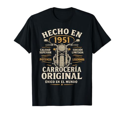 Hecho En 1951 75 Años Cumpleaños Moto Biker Hombre Motero Camiseta