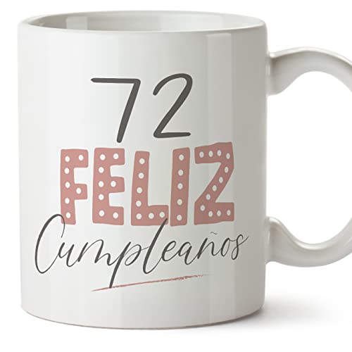MUGFFINS Tazas 72 Cumpleaños - En Español - ¡Feliz Cumpleaños! Rosa - 11 oz / 330 ml - Regalo...