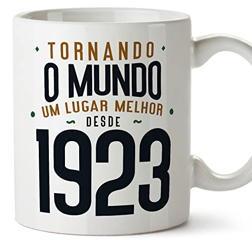 MUGFFINS Tazas 1923 Cumpleaños - En Portugués - Tornando o Mundo um Lugar Melhor - 11 oz / 330 ml...