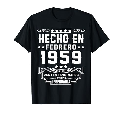 Hecho En Febrero 1959 Partes Originales Cumpleaños 65 Años Camiseta