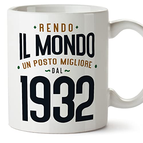 MUGFFINS Tazas 1932 Cumpleaños - En Italiano - Rendo il Mondo un Posto Migliore - 11 oz / 330 ml -...