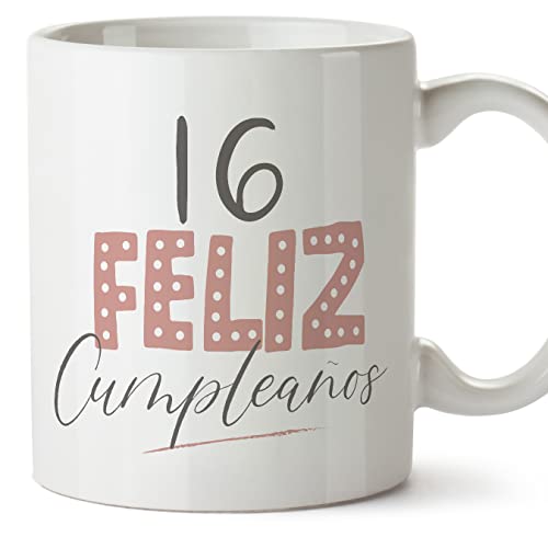 MUGFFINS Tazas 16 Cumpleaños - En Español - ¡Feliz Cumpleaños! Rosa - 11 oz / 330 ml - Regalo...