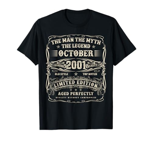 Octubre 2001 Regalos de cumpleaños 24 para Hombres 24 años de Edad Bday Camiseta
