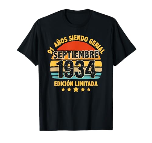 Septiembre 1934 91 Años Hombre Cumpleaños Septiembre 1934 Camiseta