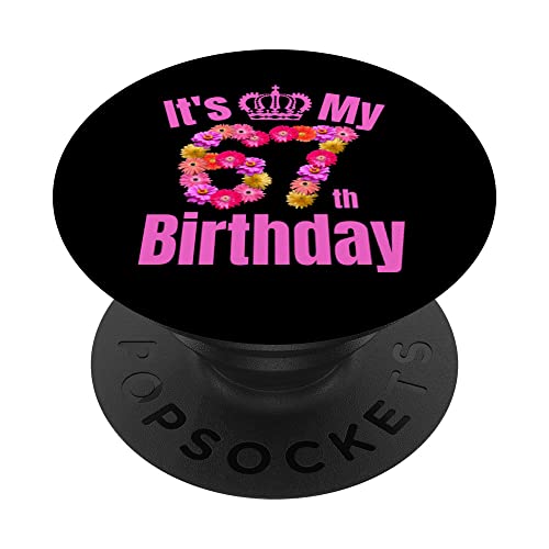 67 Año viejo cumpleaños mujeres flor su 67 cumpleaños PopSockets PopGrip Intercambiable