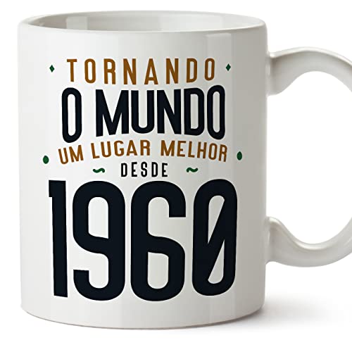 MUGFFINS Tazas 1960 Cumpleaños - En Portugués - Tornando o Mundo um Lugar Melhor - 11 oz / 330 ml...