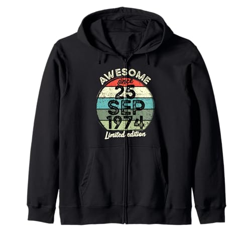 25 septiembre 1974 50 cumpleaños 50 años 2024 Cumpleaños Sudadera con Capucha