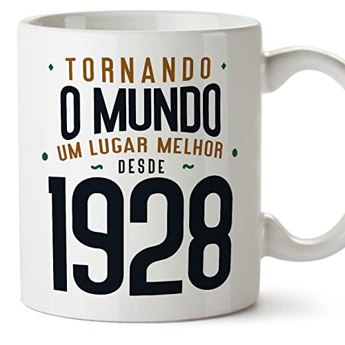 MUGFFINS Tazas 1928 Cumpleaños - En Portugués - Tornando o Mundo um Lugar Melhor - 11 oz / 330 ml...