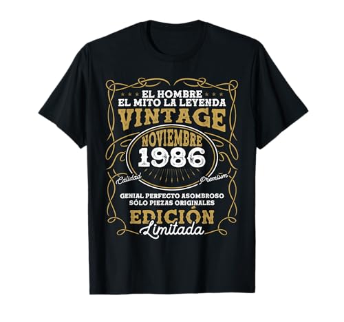 Noviembre 1986 Vintage - 40 Años Regalo Cumpleaños Hombre Camiseta